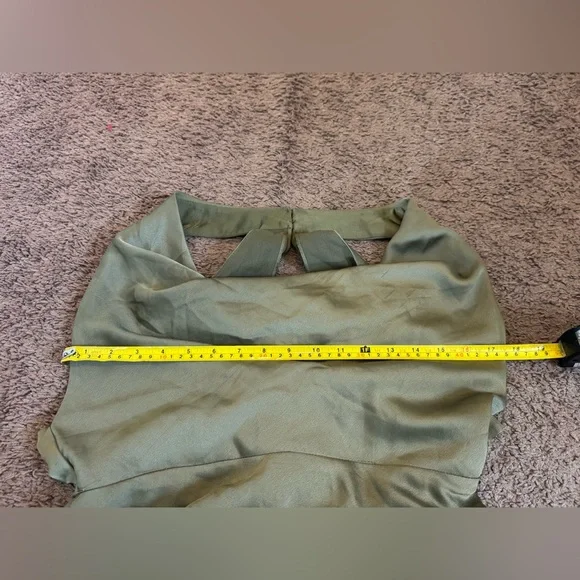 ASOS Edition Olive Green Satin Maxi Gown Dress Halter Open Back Bridesmaid 8 - Picture 9 of 11